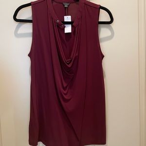Ann Taylor burgundy Sleeveless Draped Blouse